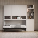Cama plegable blanca con colchón individual horizontal ahorradora de espacio Kando E Rebajas
