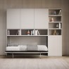 Cama plegable blanca con colchón individual horizontal ahorradora de espacio Kando E Rebajas