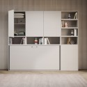 Cama plegable blanca con colchón individual horizontal ahorradora de espacio Kando E Stock