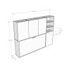 Cama individual plegable horizontal con librería blanca Kando F Medidas