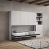 Cama individual plegable horizontal con librería blanca Kando F Promoción