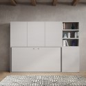 Cama individual plegable horizontal con librería blanca Kando F Catálogo