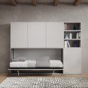 Cama individual plegable horizontal con librería blanca Kando F Rebajas