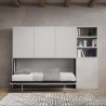 Cama individual plegable horizontal con librería blanca Kando F Rebajas