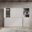 Cama individual plegable horizontal con librería blanca Kando F Stock