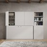 Cama individual plegable horizontal con librería blanca Kando F Stock