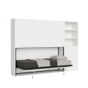 Cama individual plegable horizontal con librería blanca Kando F Venta