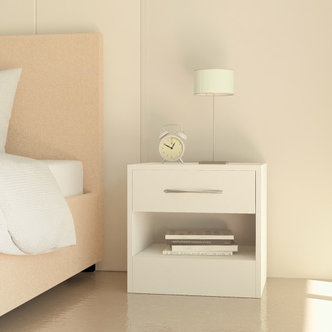 Mesilla de noche blanca moderna 1 cajón de dormitorio Selina Promoción