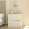 Mesilla de noche 2 cajones madera blanca dormitorio moderno Harlene Promoción