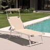 Tumbona de Aluminio para Playa con Toldo Ajustable Nettuno Descueto