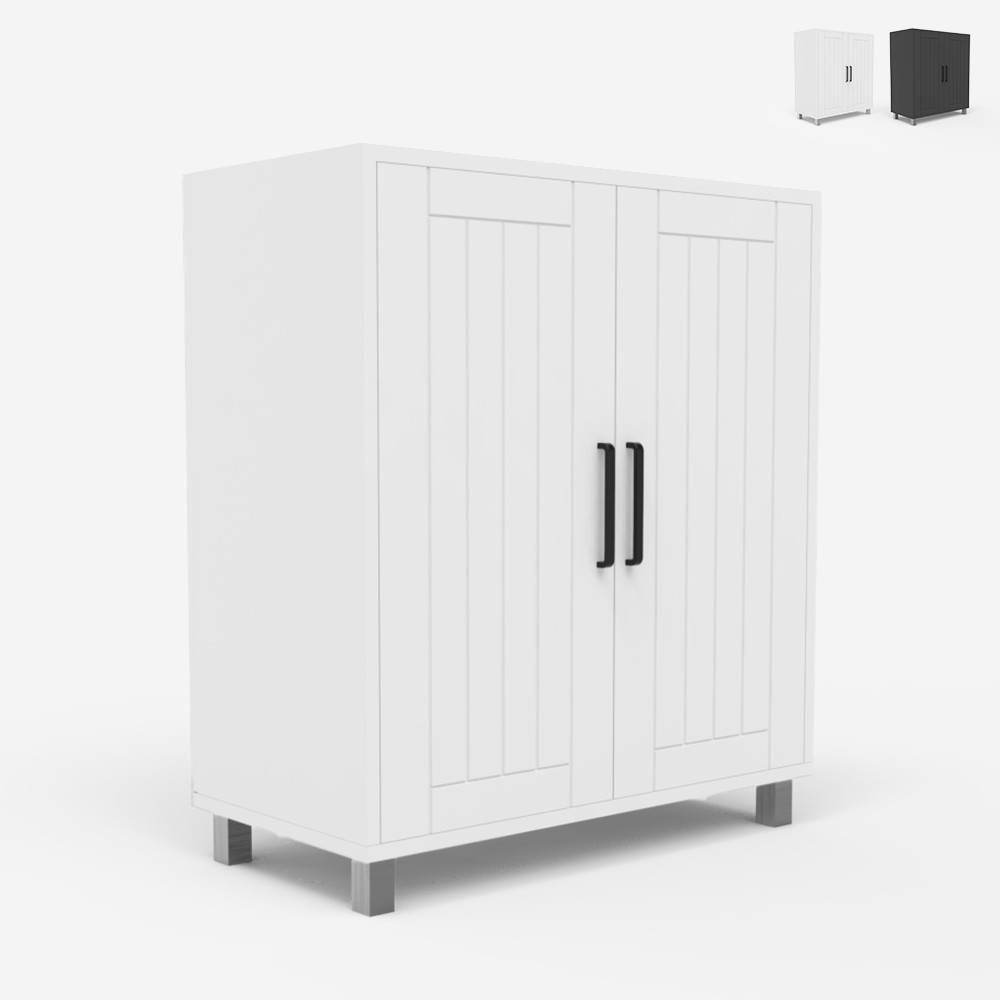 Mueble de baño lavabo armario 2 puertas 2 estantes moderno Biston