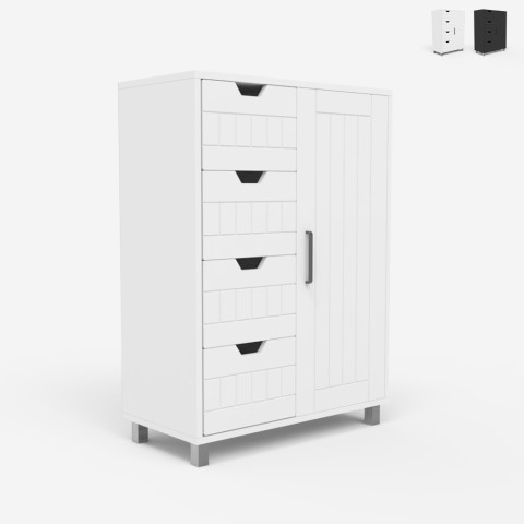 Cajonera con puerta 4 cajones 2 estantes para baño dormitorio Rendel Promoción