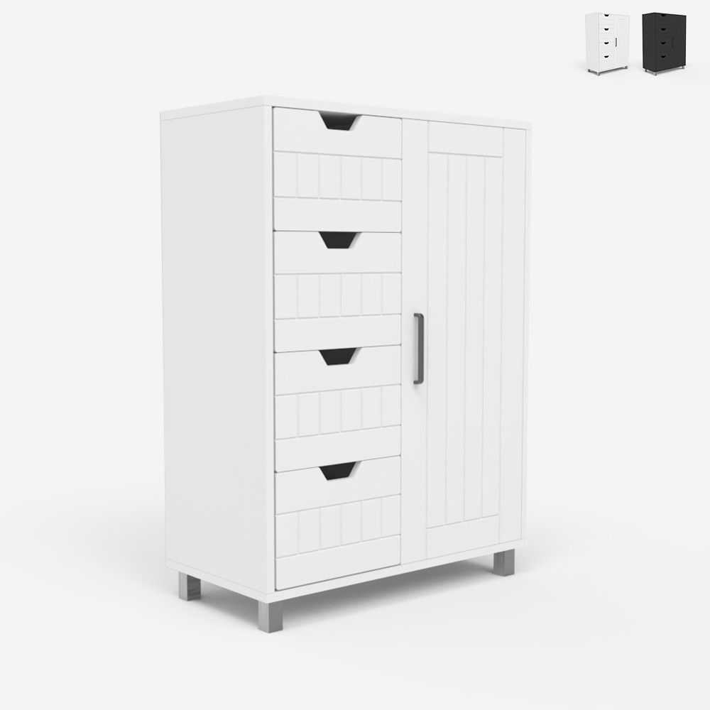 Cajonera con puerta 4 cajones 2 estantes para baño dormitorio Rendel