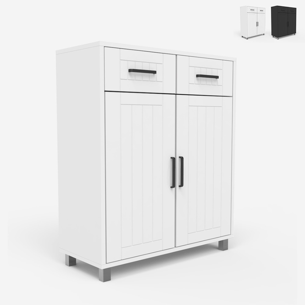 Mueble de baño multiusos moderno 2 puertas 2 cajones 60 cm Takari