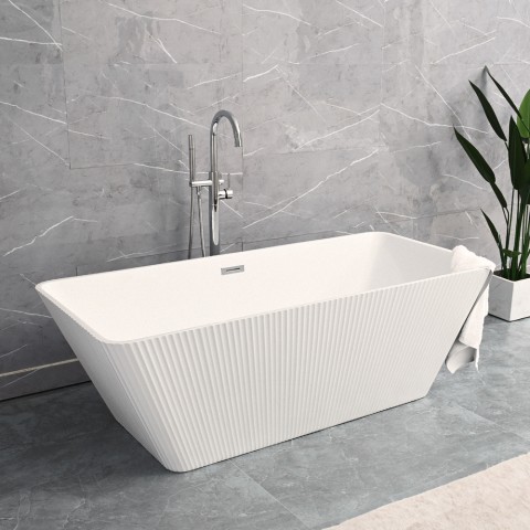 Bañera rectangular independiente 170x75 moderna ranurada Arkoi Promoción