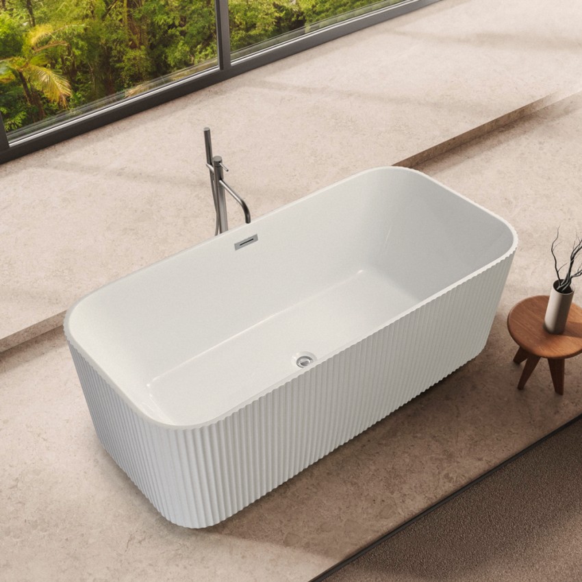 Bañera rectangular exenta blanca acanalada 170x75cm Lemno Promoción Bañera rectangular exenta blanca acanalada 170x75cm Lemno Promoción