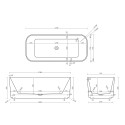Bañera rectangular exenta blanca acanalada 170x75cm Lemno Catálogo