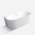 Bañera moderna de pared ovalada 170x80cm de acrílico acanalada Delo Oferta