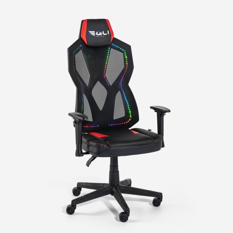 Silla gaming para casa y oficina, ergonómica y ajustable con luz RGB Gundam Promoción