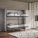 Cama litera doble abatible blanca moderna con armario Kando H Promoción