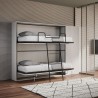 Cama litera doble abatible blanca moderna con armario Kando H Promoción