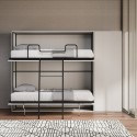 Cama litera doble abatible blanca moderna con armario Kando H Descueto