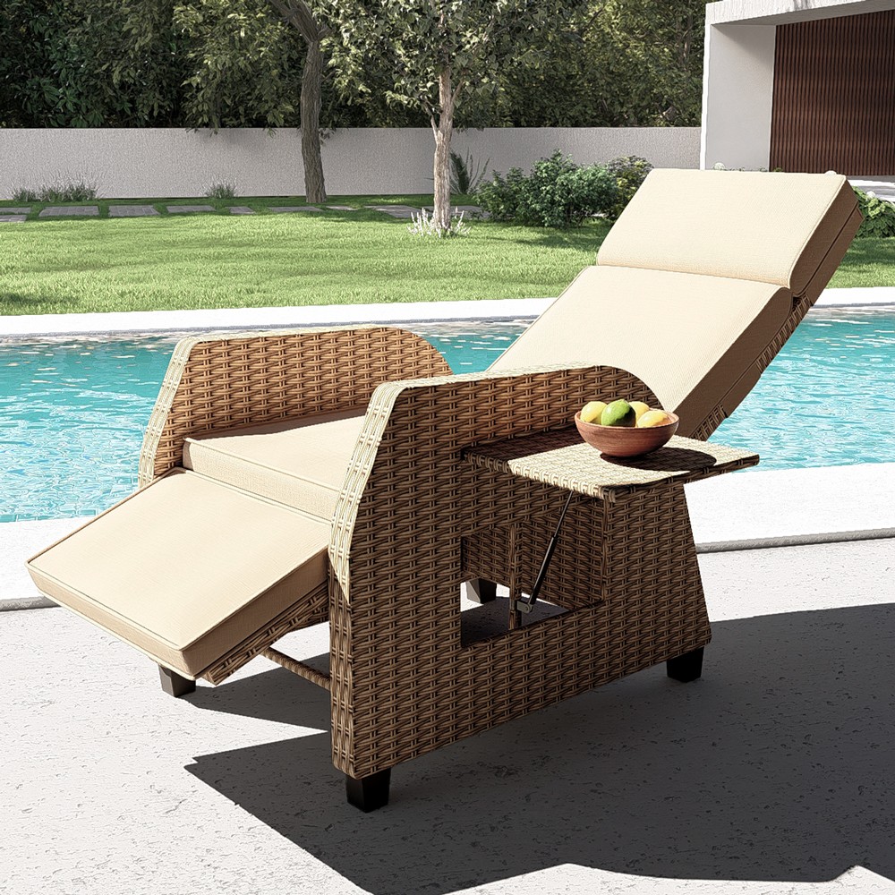 Butaca relax manual para exterior o jardín de ratán reclinable Sanremo
