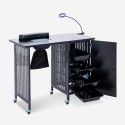Mesa para manicura con extractor, ruedas, lámpara en blanco y negro Klea Elección