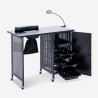 Mesa para manicura con extractor, ruedas, lámpara en blanco y negro Klea Elección