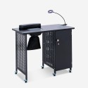 Mesa para manicura con extractor, ruedas, lámpara en blanco y negro Klea Catálogo