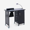Mesa para manicura con extractor, ruedas, lámpara en blanco y negro Klea Catálogo