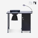 Mesa para manicura con extractor, ruedas, lámpara en blanco y negro Klea Venta