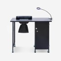 Mesa para manicura con extractor, ruedas, lámpara en blanco y negro Klea Rebajas