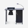 Mesa para manicura con extractor, ruedas, lámpara en blanco y negro Klea Rebajas