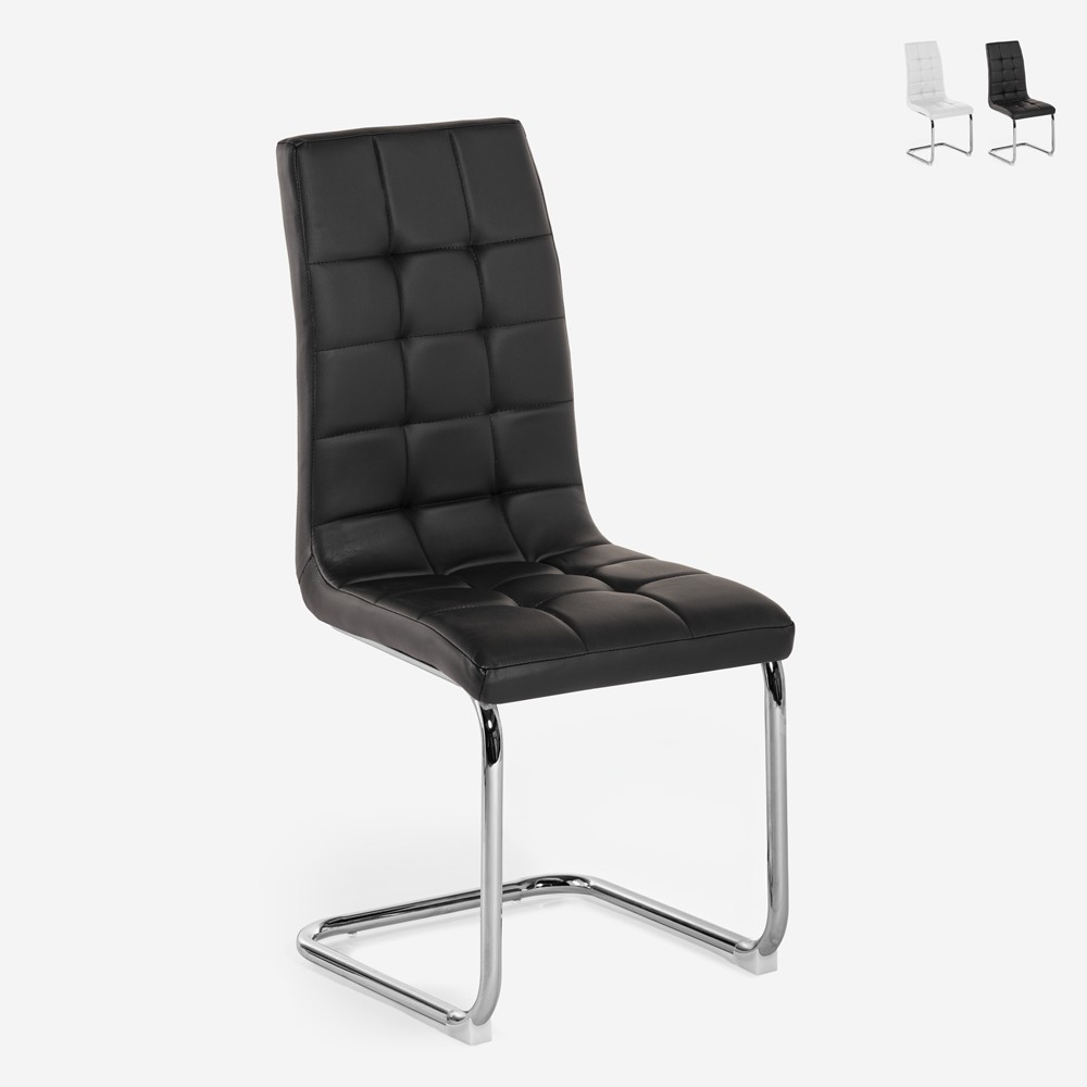 Silla de cocina y comedor elegante de polipiel con respaldo alto Dudak