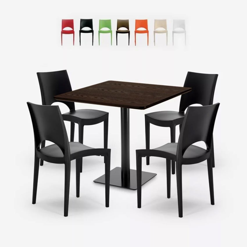 Conjunto de mesa Horeca 90x90cm 4 sillas apilables bar restaurante Prince Modelo Conjunto de mesa Horeca 90x90cm 4 sillas apilables bar restaurante Prince Modelo