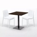 Mesa Cuadrada Efecto Madera 70x70 cm y 2 Sillas De Colores Ice Melon 