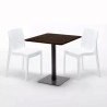Mesa Cuadrada Efecto Madera 70x70 cm y 2 Sillas De Colores Ice Melon 