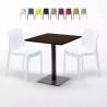 Mesa Cuadrada Efecto Madera 70x70 cm y 2 Sillas De Colores Ice Melon Oferta