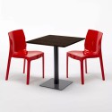Mesa Cuadrada 60x60 cm Tablero Efecto Madera con 2 Sillas De Colores Ice Kiss 