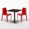 Mesa Cuadrada 60x60 cm Tablero Efecto Madera con 2 Sillas De Colores Ice Kiss 