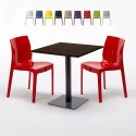 Mesa Cuadrada 60x60 cm Tablero Efecto Madera con 2 Sillas De Colores Ice Kiss Modelo