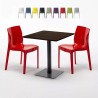 Mesa Cuadrada 60x60 cm Tablero Efecto Madera con 2 Sillas De Colores Ice Kiss Modelo