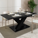 Mesa de cocina extensible para el salón, para 8 personas, efecto mármol color negro Bronx Promoción