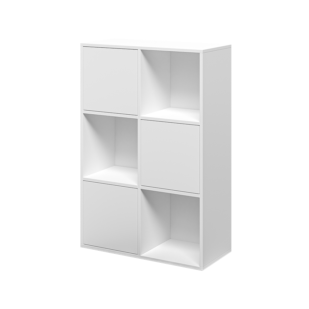 Librería con puertas para despacho y oficina con 6 estantes color blanco 65x30x97cm Ika 5