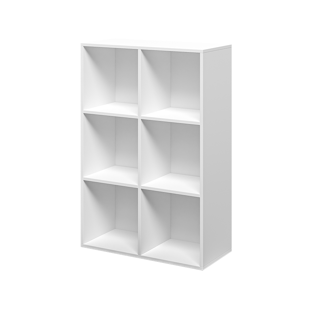 Estantería moderna de despacho blanca con 6 estantes tipo cubo 65x30x97cm Ika 2