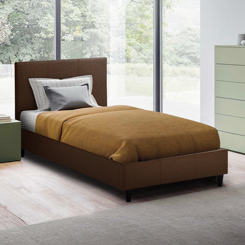 Cama individual una plaza de tela con cabecero y red 80x190 Lausanne Twin Coste Cama individual una plaza de tela con cabecero y red 80x190 Lausanne Twin Coste