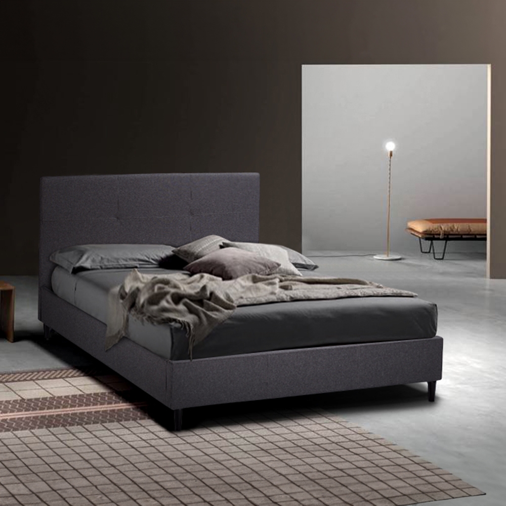 Cama francesa plaza y media de tela con cabecero 120x190 Lausanne Promoción Cama francesa plaza y media de tela con cabecero 120x190 Lausanne Promoción
