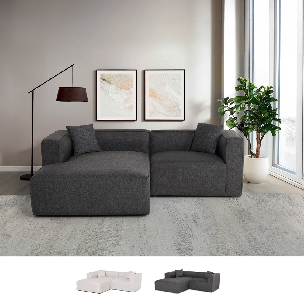 Sofá modular de 3 plazas de tela con chaise longue rinconera Lorys Venta