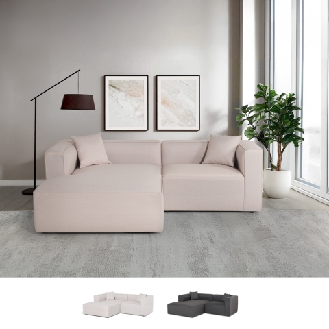 Sofá modular 3 plazas en tela con chaiselongue esquinera Lorys Promoción